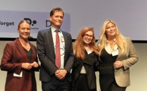 Dorthe Bjerregaard-Knudsen (DI Professional Services), Andrew Hjuler Crichton (the Danish Bar and Law Society), Nikki Shaver (Legaltech Hub) and Olivia R Lindersen (BechBruun)